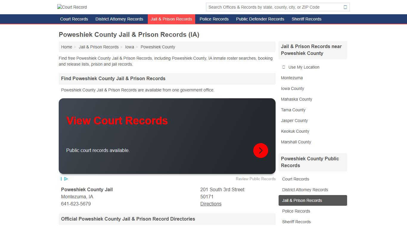 Poweshiek County Jail & Prison Records for Free (Poweshiek County, IA)
