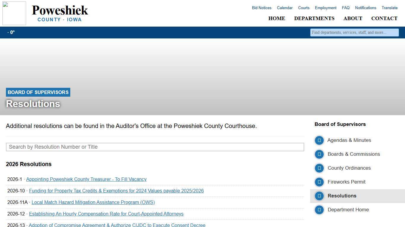 Resolutions - Board of Supervisors - Poweshiek County, Iowa