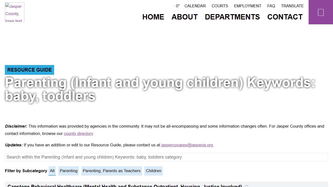 Resource Guide - Public Health - Jasper County