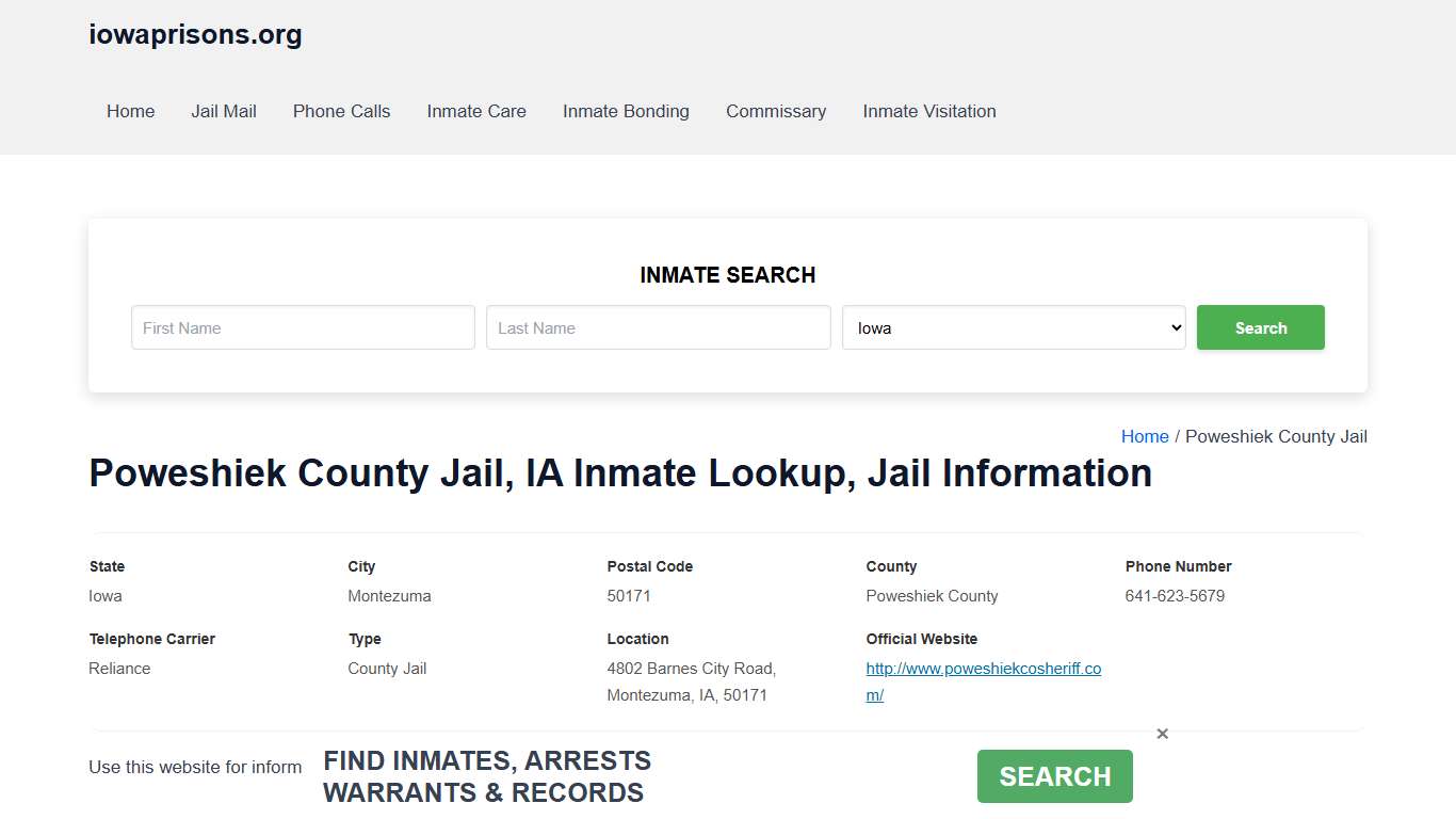 Poweshiek County Jail, IA - Offender Locator, Contacts, Inmate Info